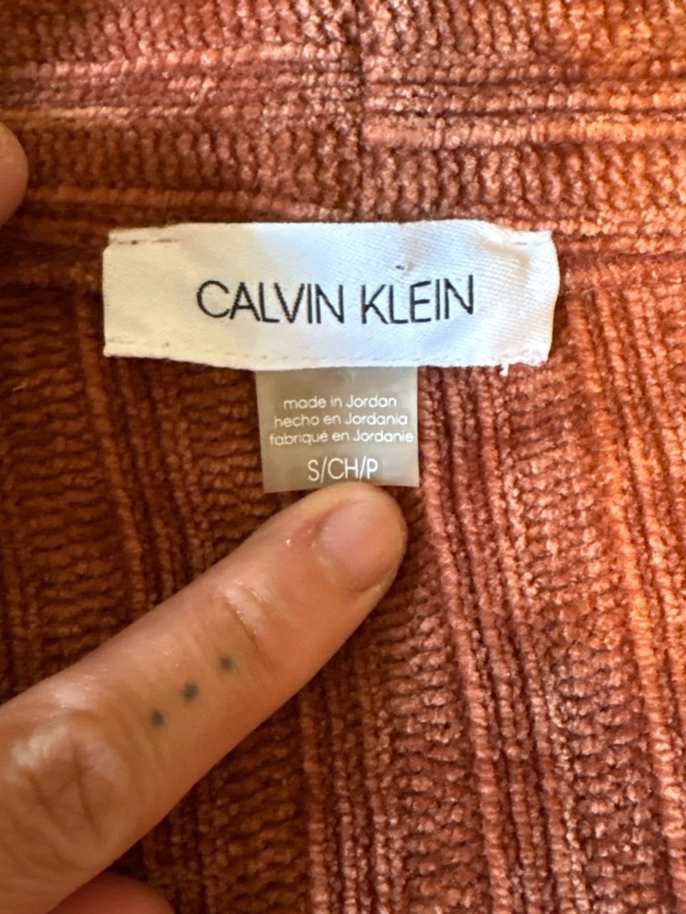 Calvin Klein Ribbed Open-Front Cardigan in Rust - Picture 3 of 4